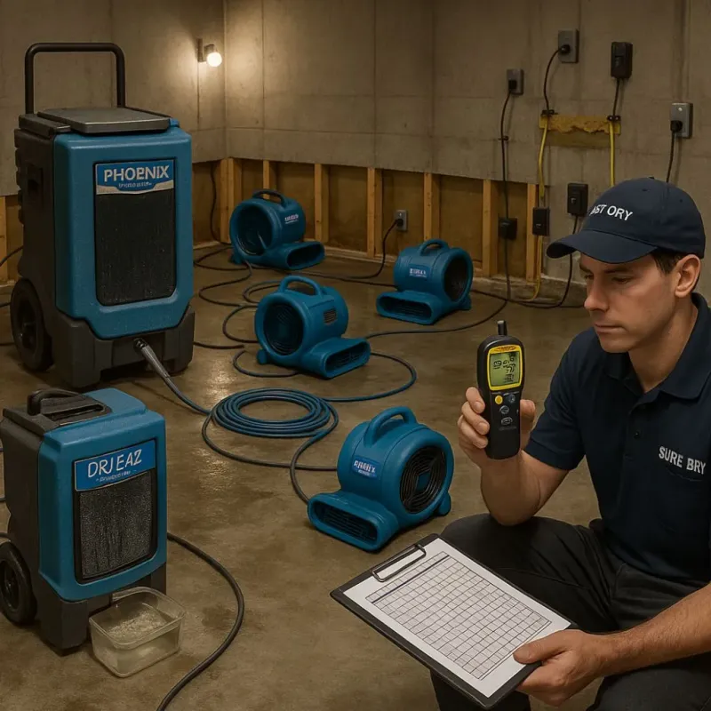 Structural Drying and Dehumidification process in Waseca County, MN